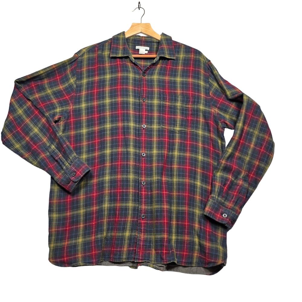 Carbon 2 Cobalt Red Plaid Button Down Flannel Shirt Size Large
